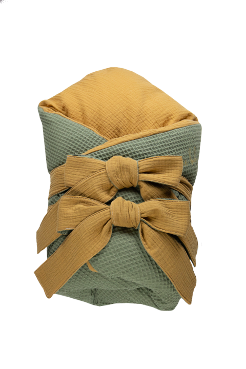 Enie Baby Péřová zavinovačka 80x80 cm - VAFLOVÁ Khaki/Karamel