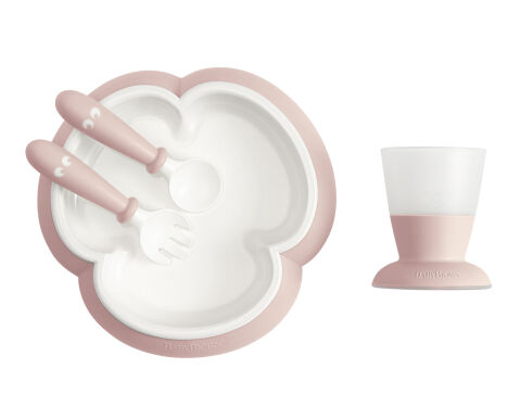 BabyBjörn Jídelní set 4 dílný - Pudrově Růžový