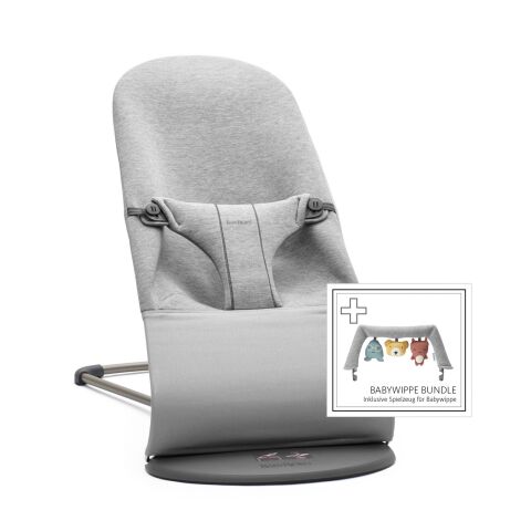 BabyBjörn lehátko Bouncer Bliss Jersey - Light Grey 3D s hračkou 